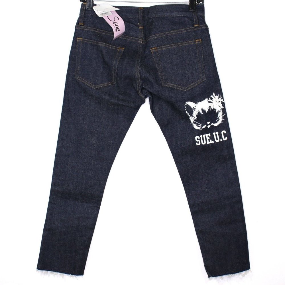 SUE Undercover Japan Womens 1 28 x 24 Spell Out Cropped Jeans NEW F991